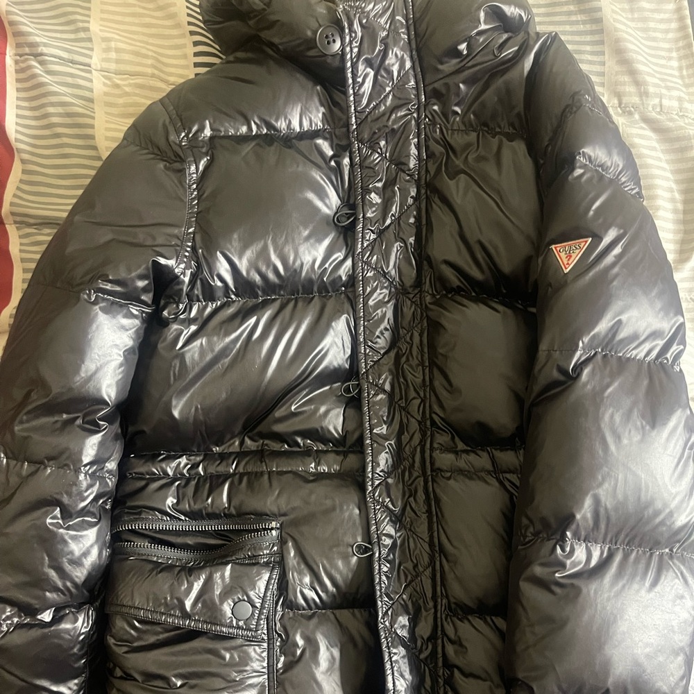 Guess Black Trench Puffer Coat